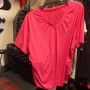 Athletic Works Bright Pink Short Sleeve V-Neck Tee